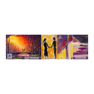 Mostră tapet Premium Canvas - Și cerul îi iubește - Abstracția, Un cuplu de îndrăgostiți, Peisaj - 100x30 cm