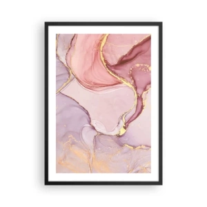 Poster în ramă neagră - O combinație abstractă de nuanțe pastelate cu accente aurii. - 50x70cm - O mângâiere de culoare - Decorațiune modernă pentru perete pentru living și dormitor ARTTOR