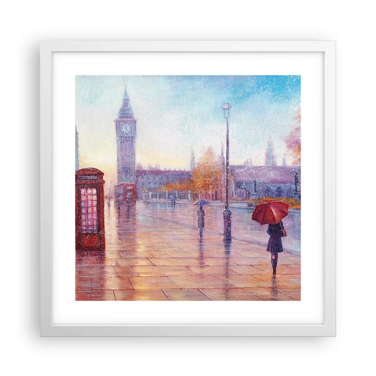 Poster în ramă albă - O zi de toamnă londoneză - 40x40 cm