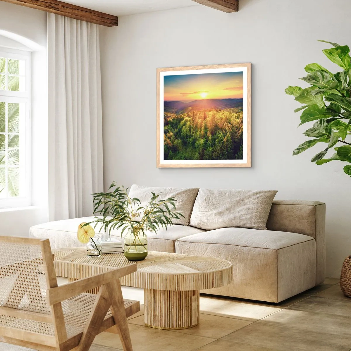 Poster în ramă de stejar deschis - Vârfuri și culmi - 60x60 cm