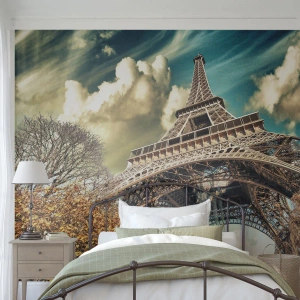 Tapet Premium Sand - Și la Paris, în toamna anului .... - Oraș, Paris, turnul Eiffel - 100x70 cm