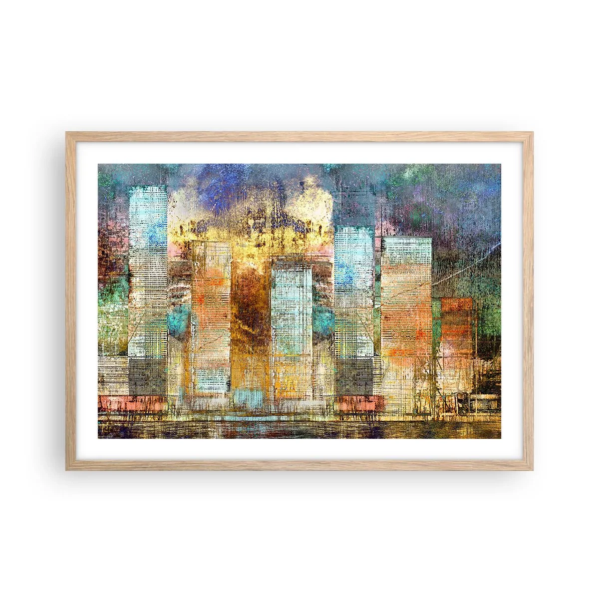 Poster în ramă de stejar deschis - Metropola însorită - 70x50 cm