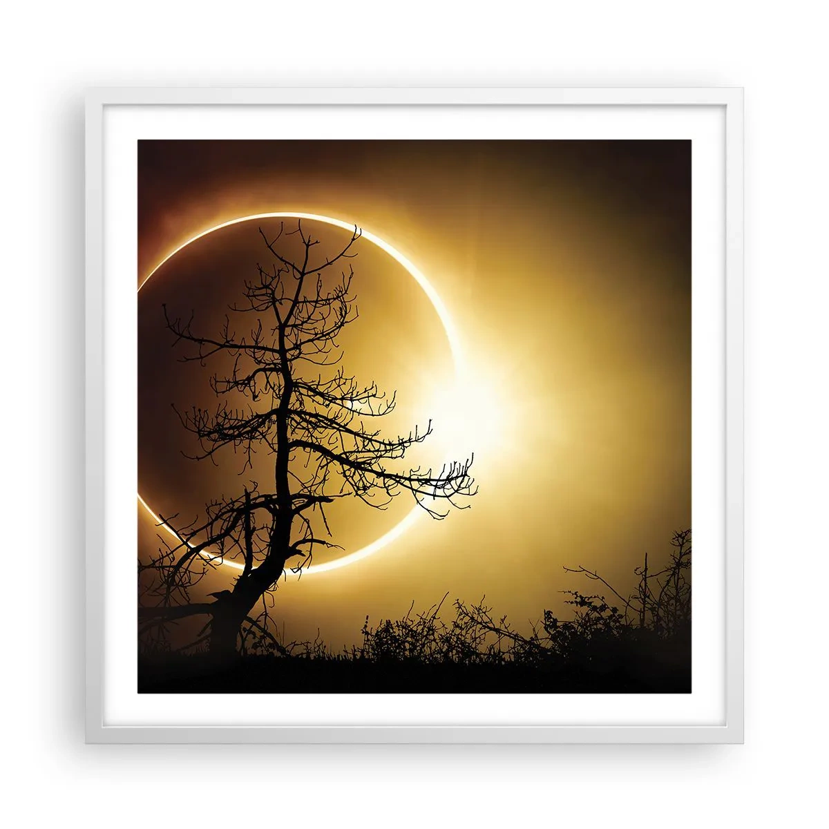 Poster în ramă albă - Eclipsă totală - 60x60 cm