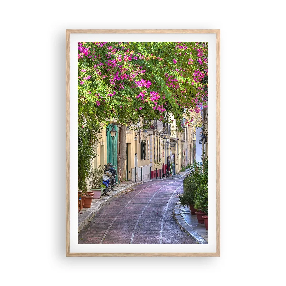 Poster în ramă de stejar deschis - Alee înfloritoare - 61x91 cm