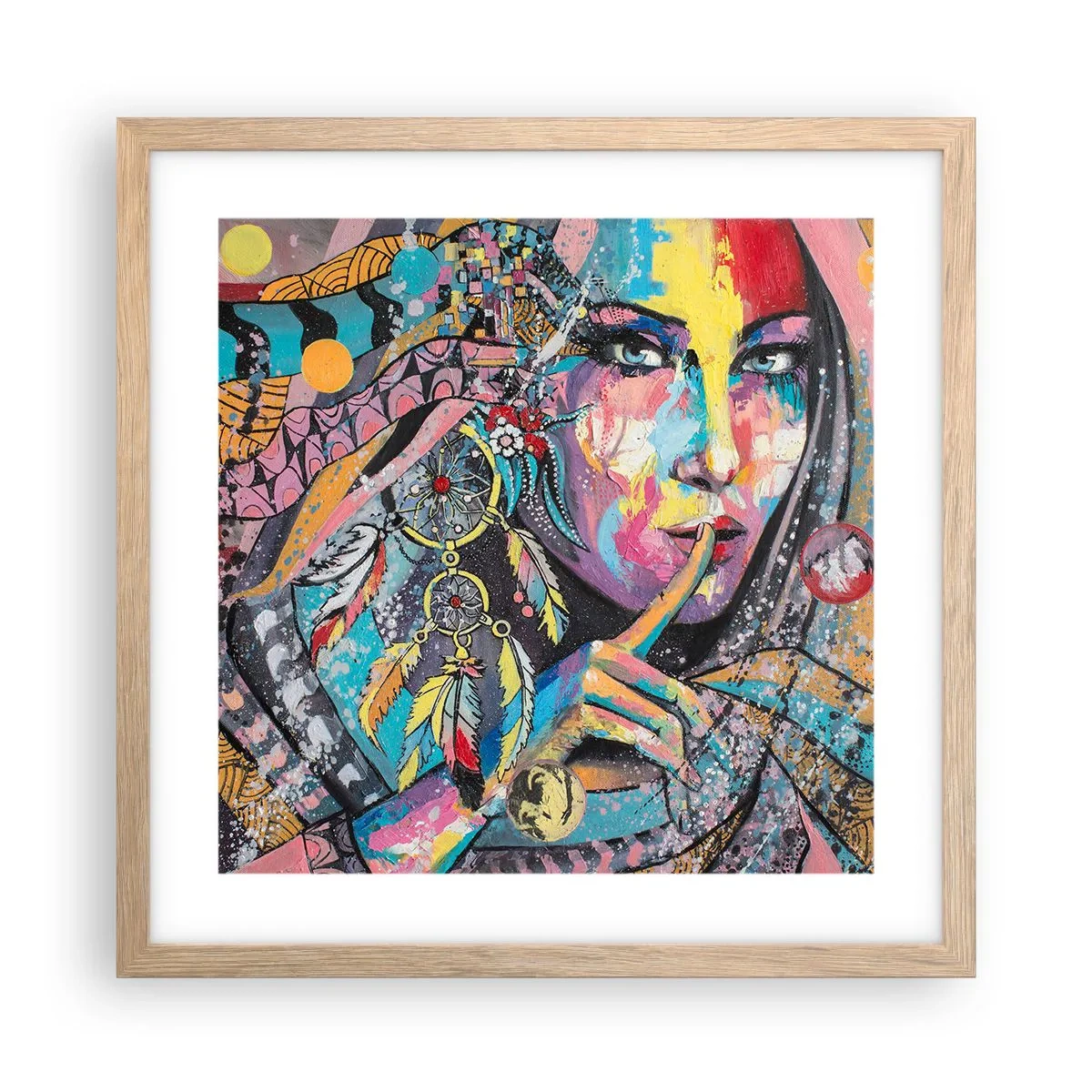 Poster în ramă de stejar deschis - Taci până când înțelegi - 40x40 cm