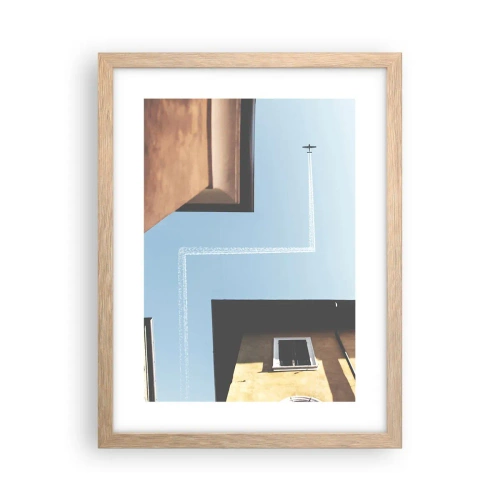 Poster în ramă de stejar deschis - Deasupra labirintului urban - 30x40 cm