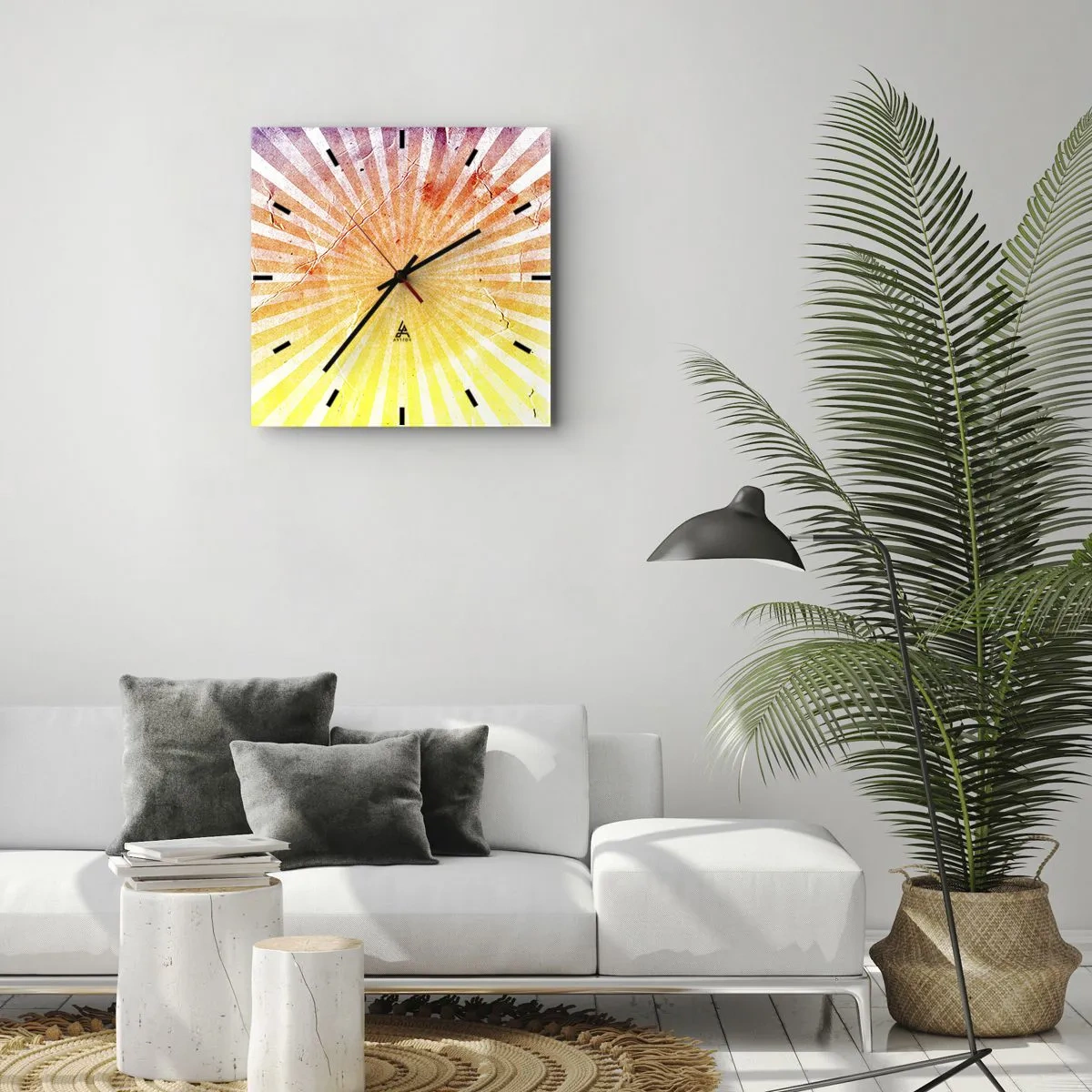 Ceas de perete - Ceas pe sticlă - Răsărituri și apusuri de soare - 40x40 cm