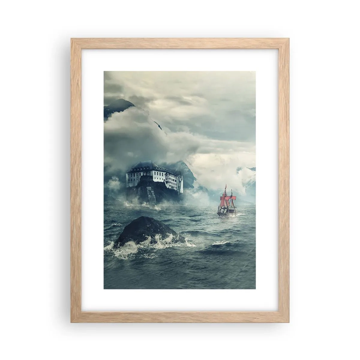 Poster în ramă de stejar deschis - Pe ape magice - 30x40 cm