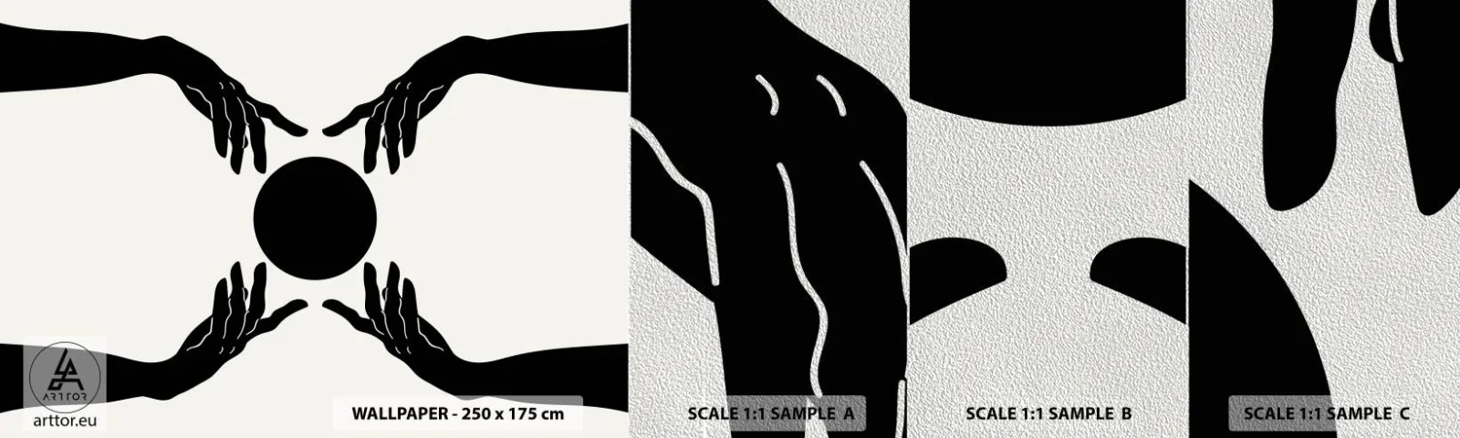 Mostră tapet Premium Sand - Semnul secret - Mâinile, Minge, Mâinile - 100x30 cm