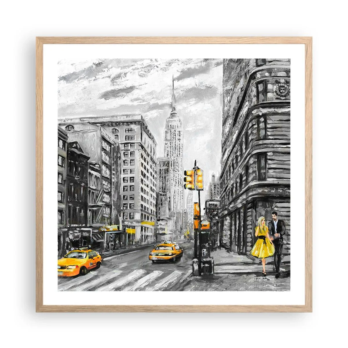 Poster în ramă de stejar deschis - O poveste din New York - 60x60 cm