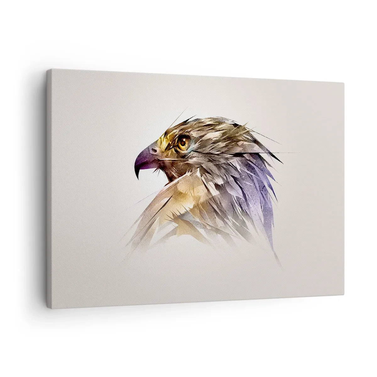Tablou pe pânză Canvas - Portret artistic al unui vultur în nuanțe pastelate - 70x50cm - Portretul unui războinic - Decorațiune modernă pentru perete pentru living și dormitor ARTTOR