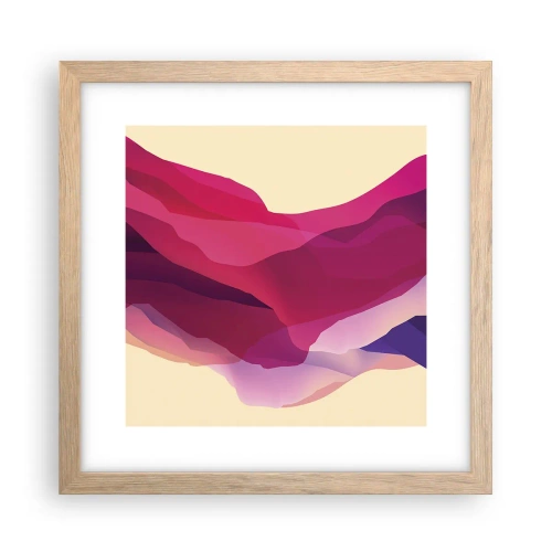 Poster în ramă de stejar deschis - Valuri de violet - 30x30 cm