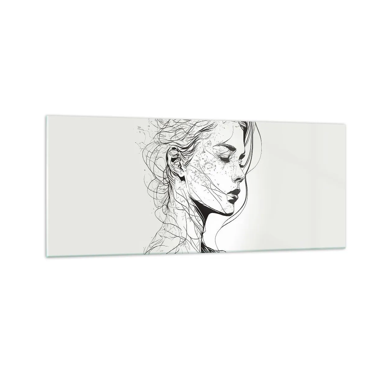 Tablou pe sticlă - Desenată cu linii - 100x40 cm