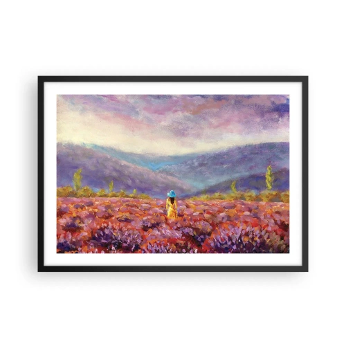 Poster în ramă neagră - Într-o lume de lavandă - 70x50 cm