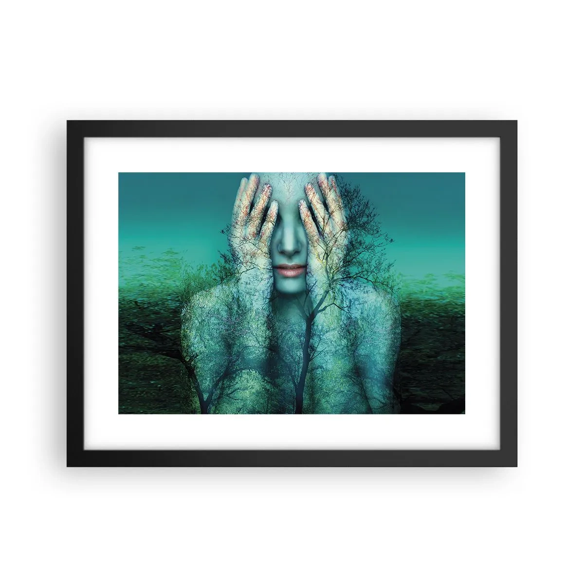 Poster în ramă neagră - Scufundată în albastru - 40x30 cm