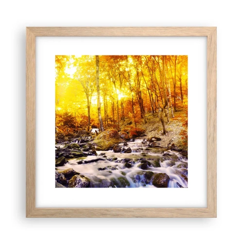 Poster în ramă de stejar deschis - Pietre montate în aur și platină - 30x30 cm