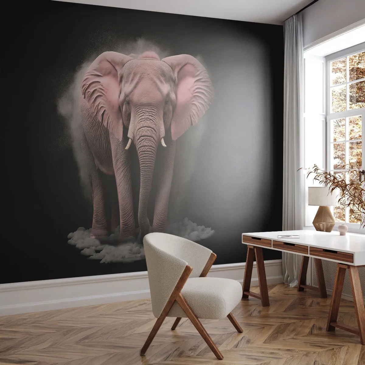 Tapet Standard Eco - Să nu te gândești la elefantul roz! - Soare, Safari, Africa - 350x256 cm