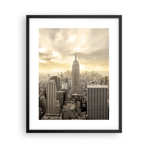 Poster în ramă neagră - New York țesut din gri - 40x50 cm