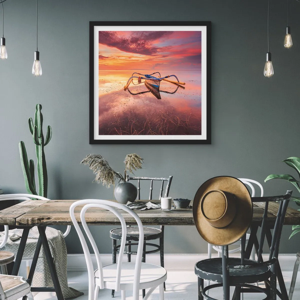 Poster în ramă neagră - Liniștea unei seri tropicale - 50x50 cm