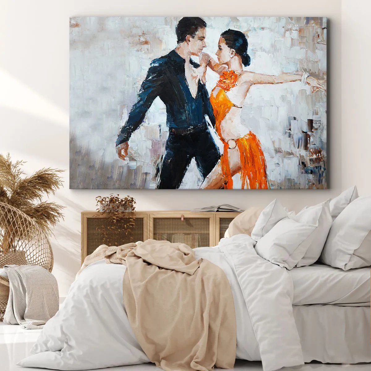 Tablou pe pânză Canvas - Un cuplu dinamic care dansează în stil latino-american. - 70x50cm - Dirty dancing - Decorațiune modernă pentru perete pentru living și dormitor ARTTOR