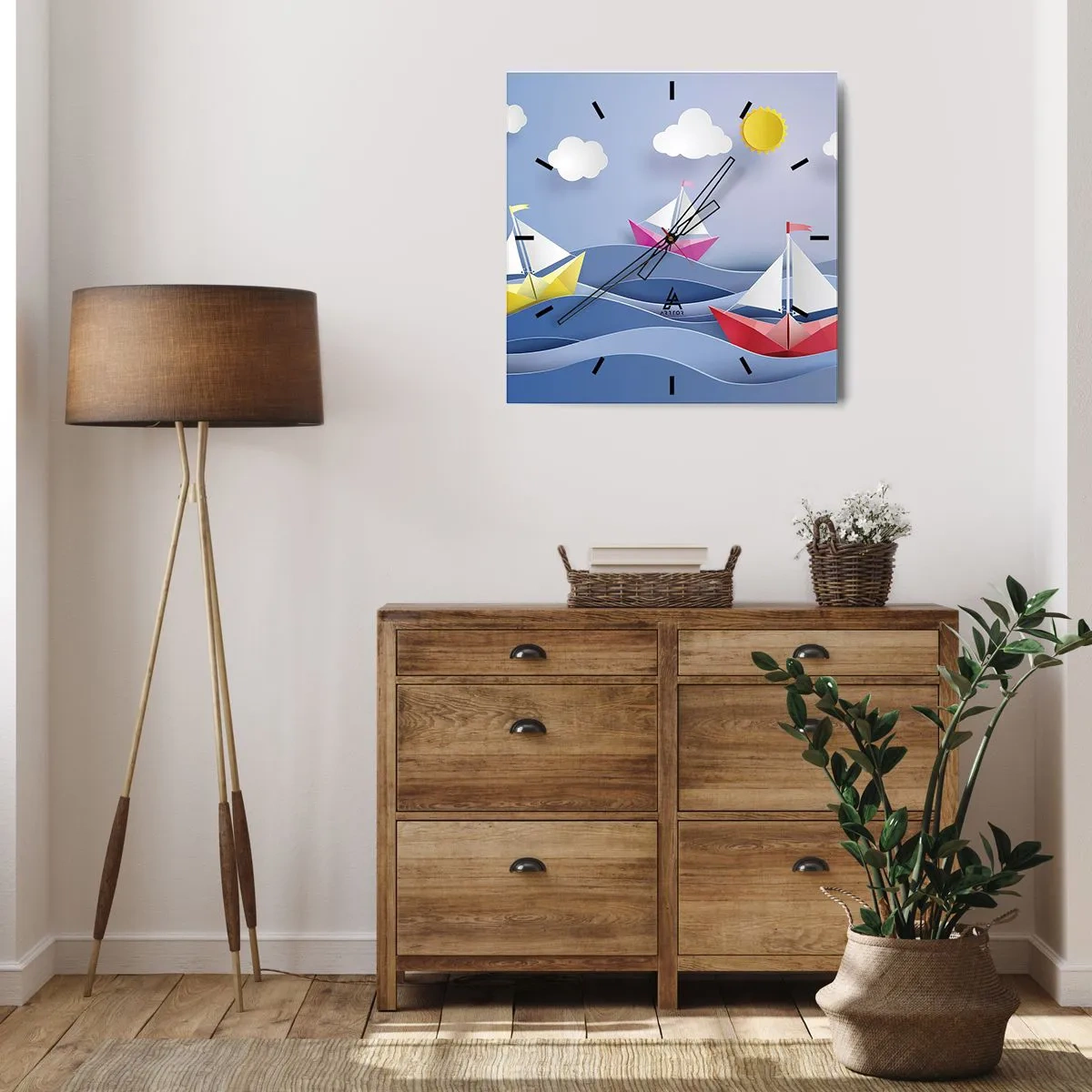 Ceas de perete - Ceas pe sticlă - Ah, ce plăcut e să te legeni printre valuri - 40x40 cm