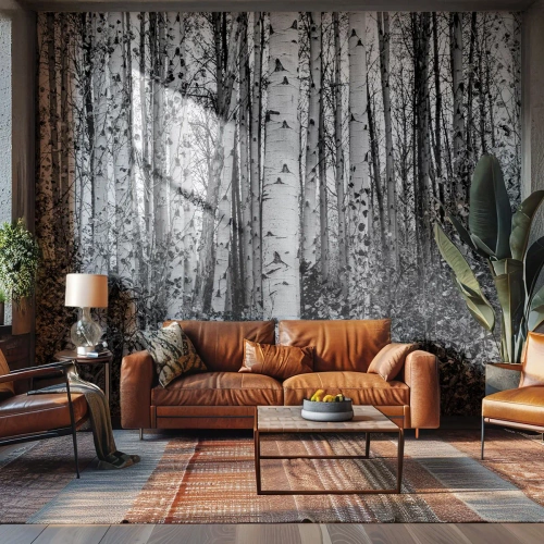 Tapet Standard Eco - Coloane de mesteacăn - pădure, mesteacăn, Natură - 450x315 cm