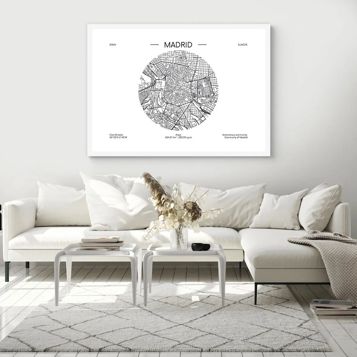 Poster în ramă albă - Anatomia Madridului - 100x70 cm