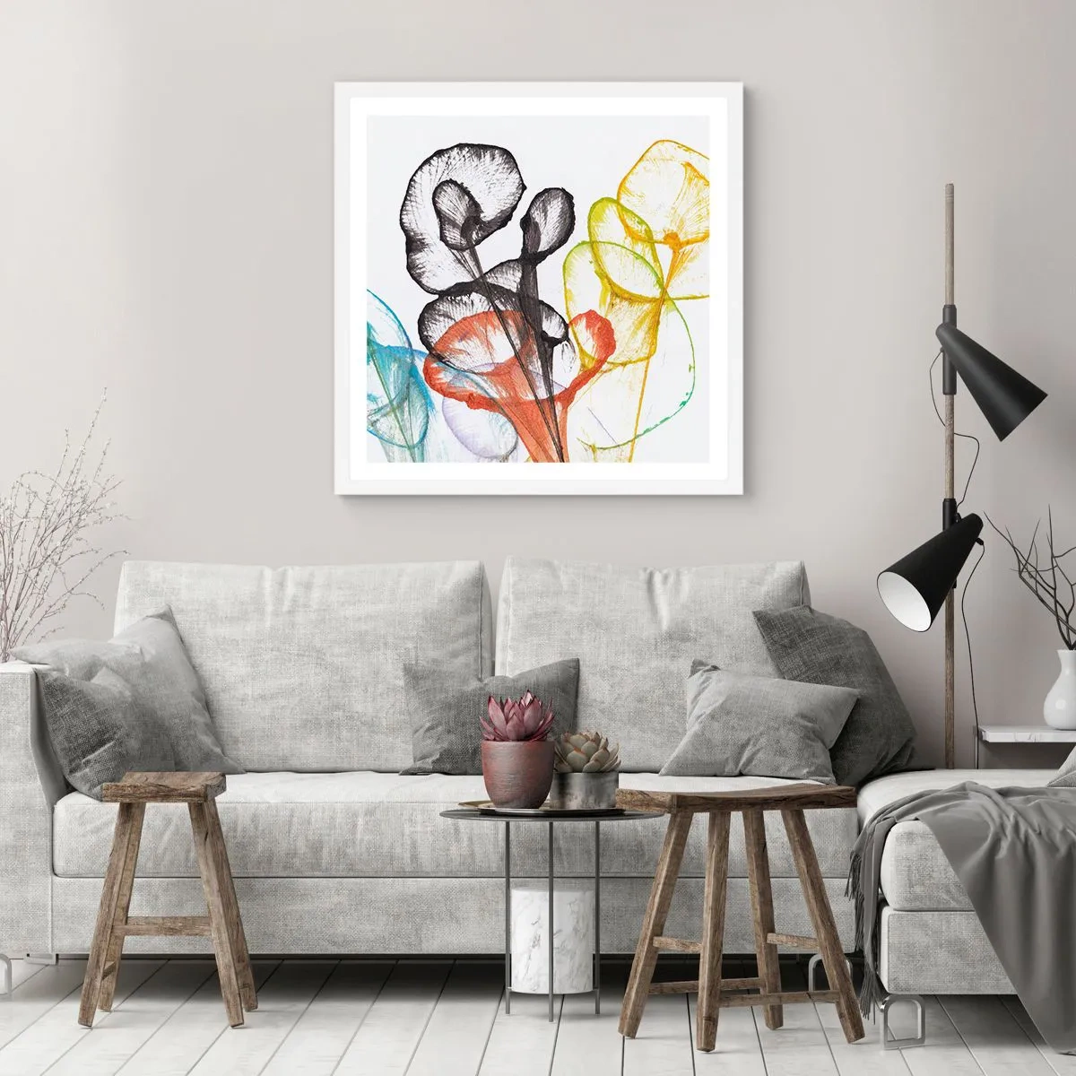 Poster în ramă albă - Flori cu suflete - 60x60 cm