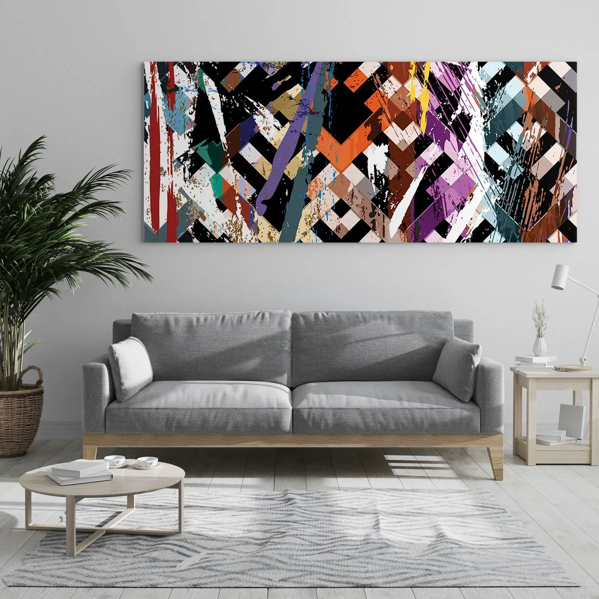 Tablou pe sticlă - La pătrat - 100x40 cm