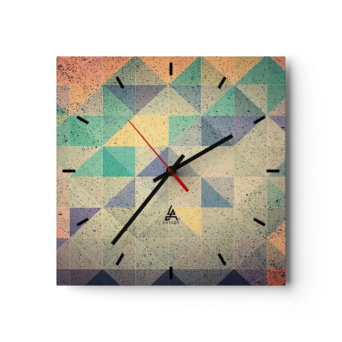 Ceas de perete - Ceas pe sticlă - Republica triunghiurilor - 40x40 cm