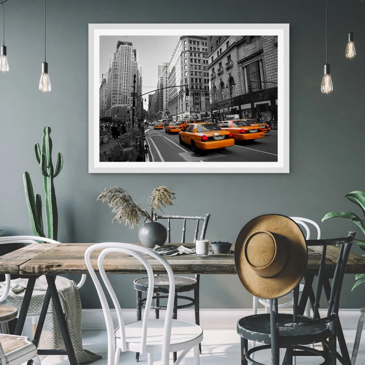 Poster în ramă albă - Soarele marelui oraș - 50x40 cm