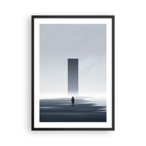Poster în ramă neagră - O scenă minimalistă cu un monolit misterios în tonuri reci. - 50x70cm - Oportunitate sau amenințare? - Decorațiune modernă pentru perete pentru living și dormitor ARTTOR