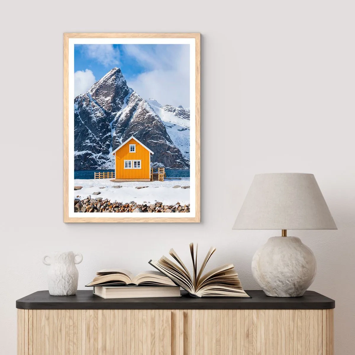 Poster în ramă de stejar deschis - Vacanță scandinavă - 30x40 cm