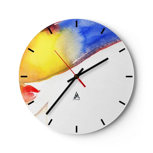 Ceas de perete - Ceas pe sticlă - Portretul unei doamne - 40x40 cm