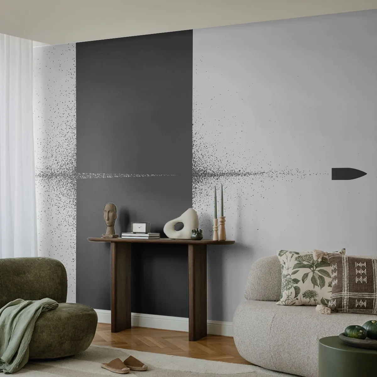 Tapet Autoadeziv Deluxe Sticker - Direct la țintă - Glonţ, alb-negru, Abstracția - 250x175 cm