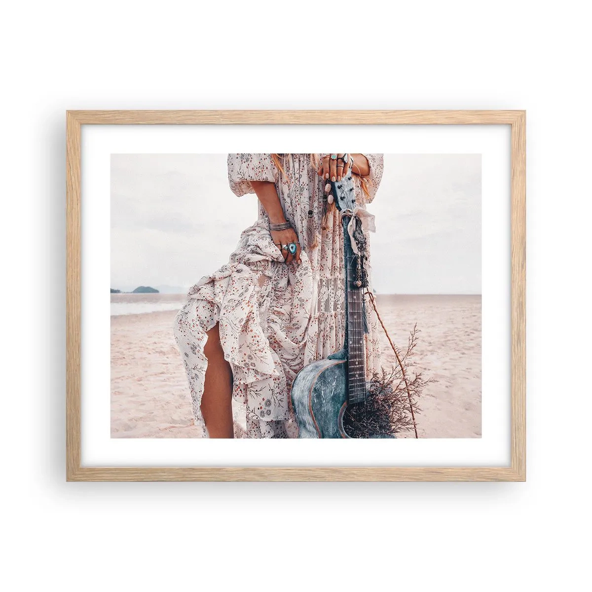 Poster în ramă de stejar deschis - Hippie pe drum - 50x40 cm