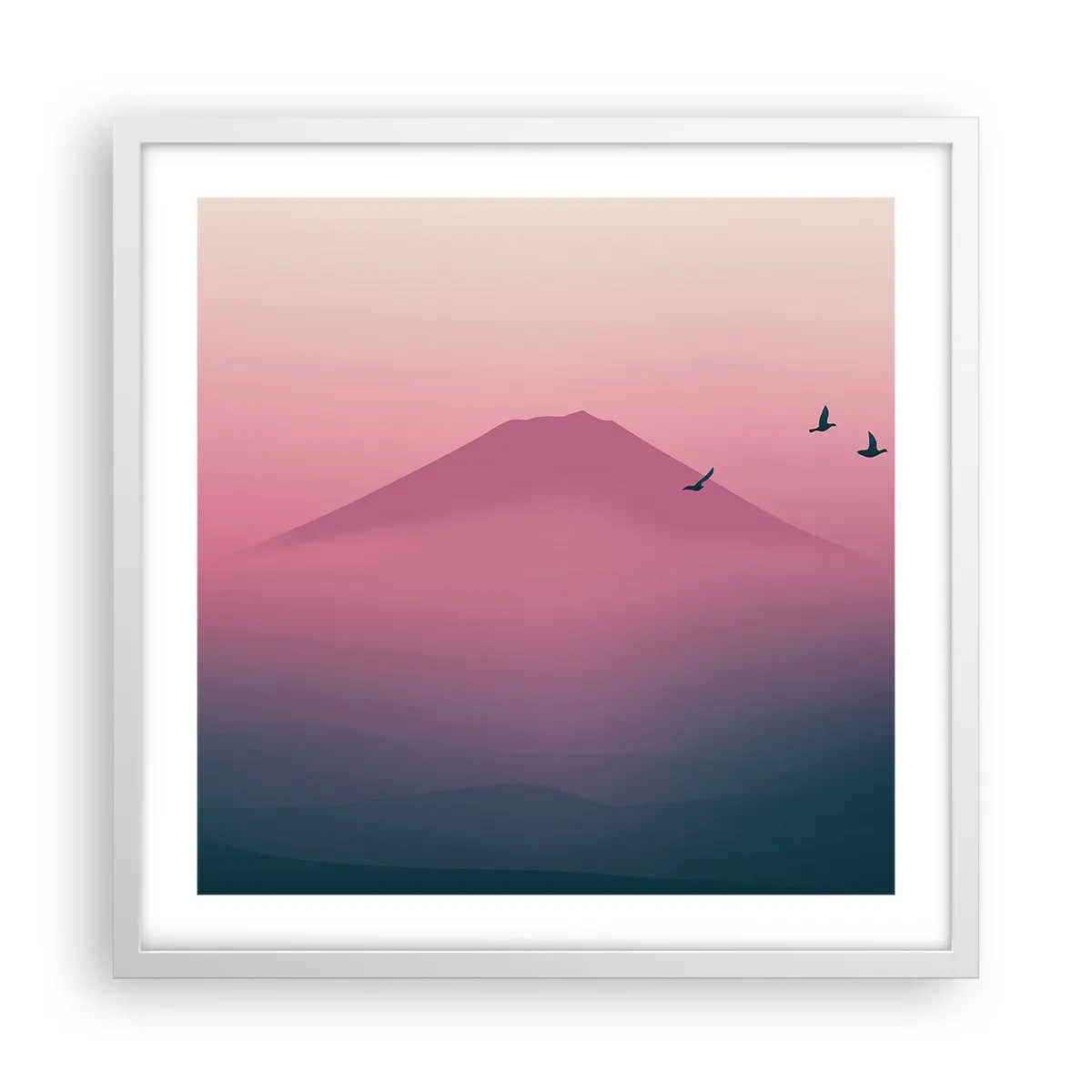 Poster în ramă albă - Călători deasupra norilor - 50x50 cm