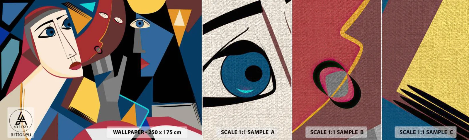 Mostră tapet Premium Canvas - Discuția cubiștilor - oameni, Cubism, Portret - 100x30 cm