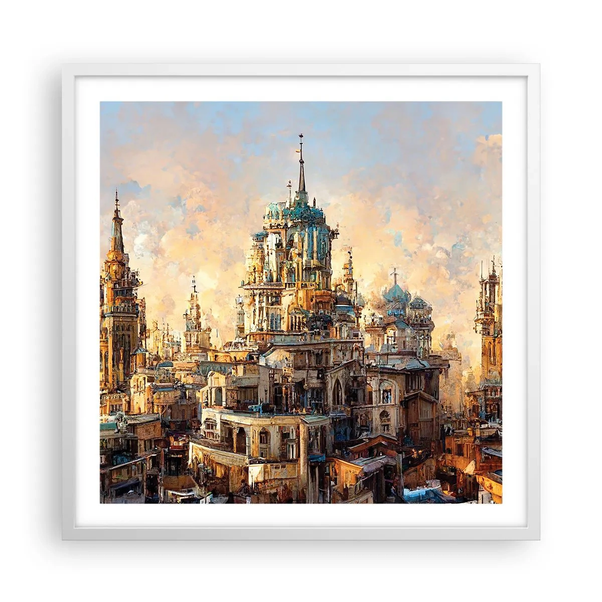 Poster în ramă albă - Orașul tuturor orașelor - 60x60 cm