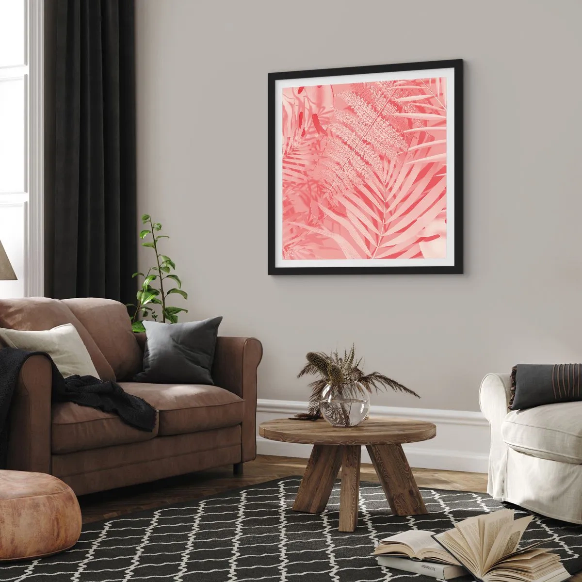 Poster în ramă neagră - Conceptul roz - 30x30 cm