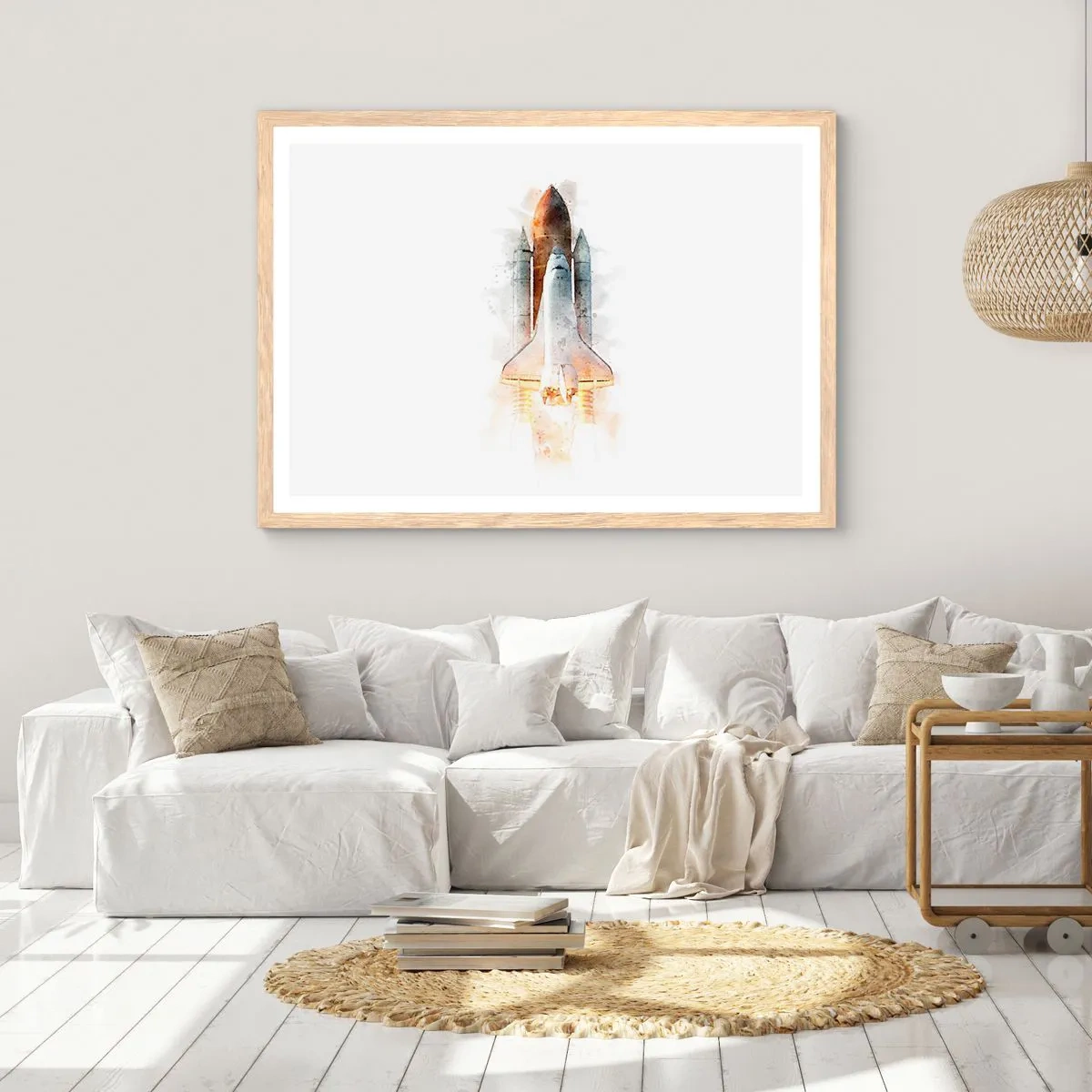 Poster în ramă de stejar deschis - Exploratorii la start - 70x50 cm