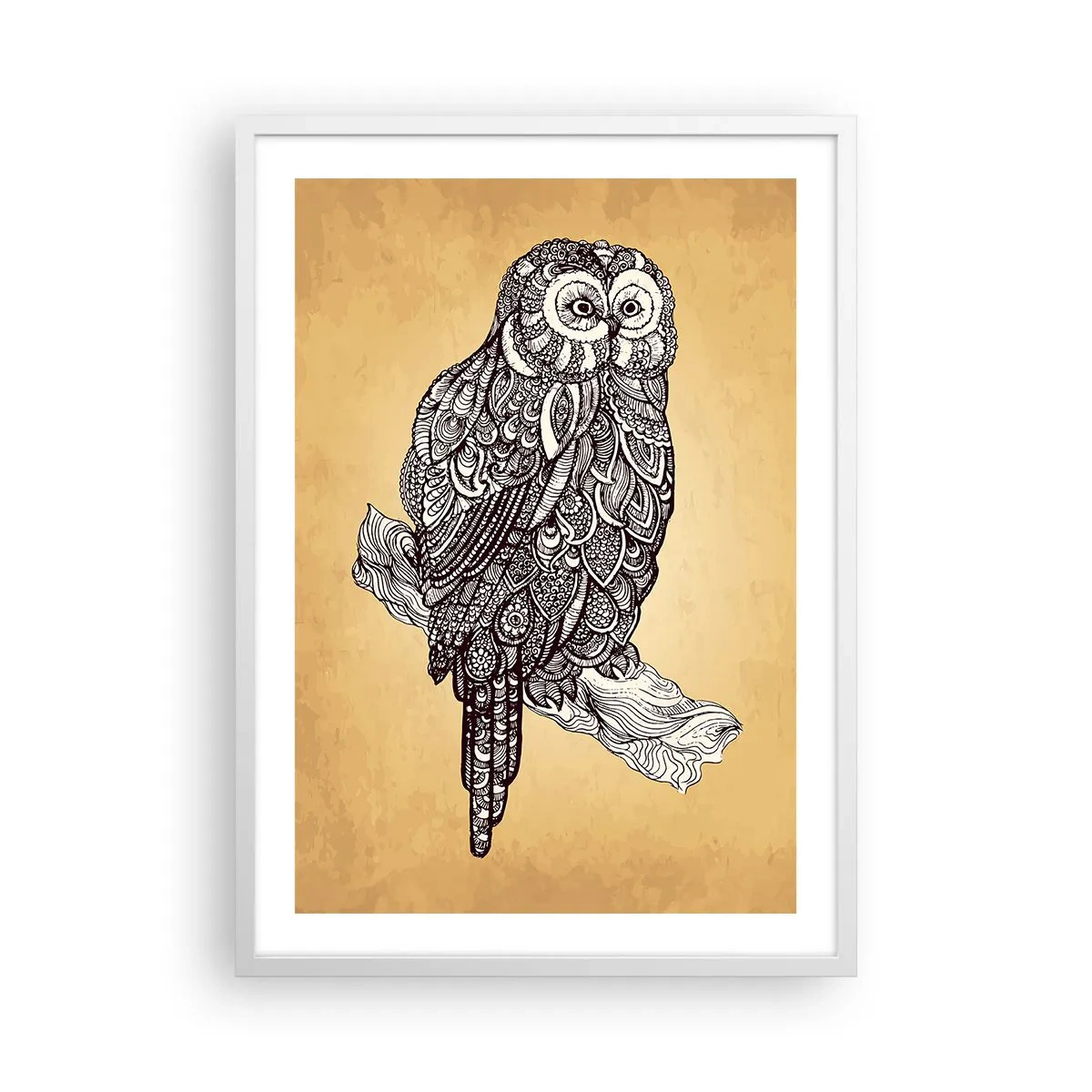 Poster în ramă albă - Ornamente complicate de înțelepciune - 50x70 cm