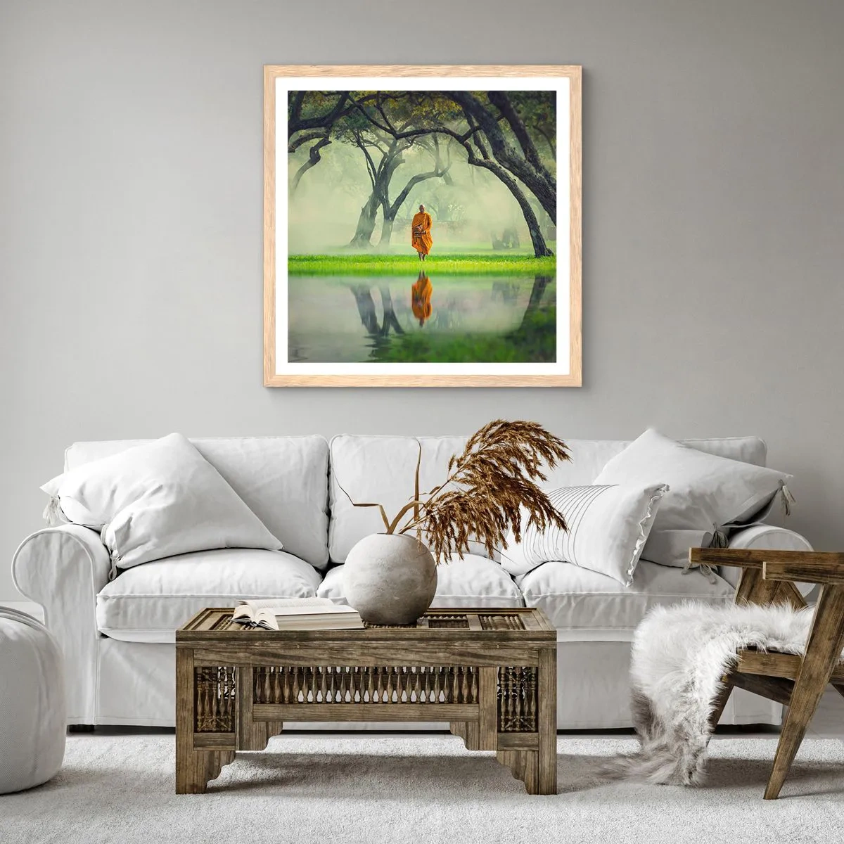 Poster în ramă de stejar deschis - Pe drumul spre iluminare - 40x40 cm