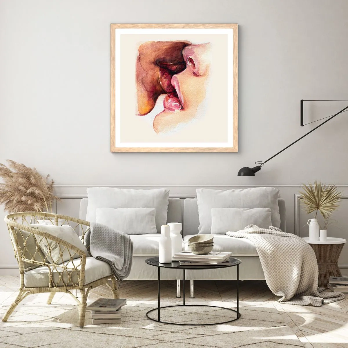 Poster în ramă de stejar deschis - Ca ziua și noaptea, ca cerul și pământul - 60x60 cm