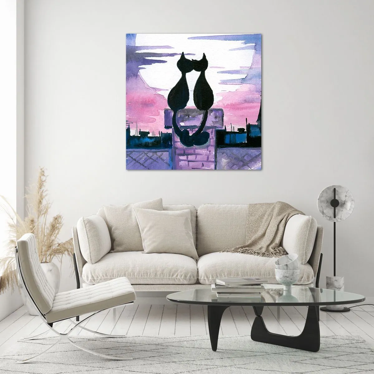 Tablou pe sticlă - Rendez-vous sub lună - 40x40 cm