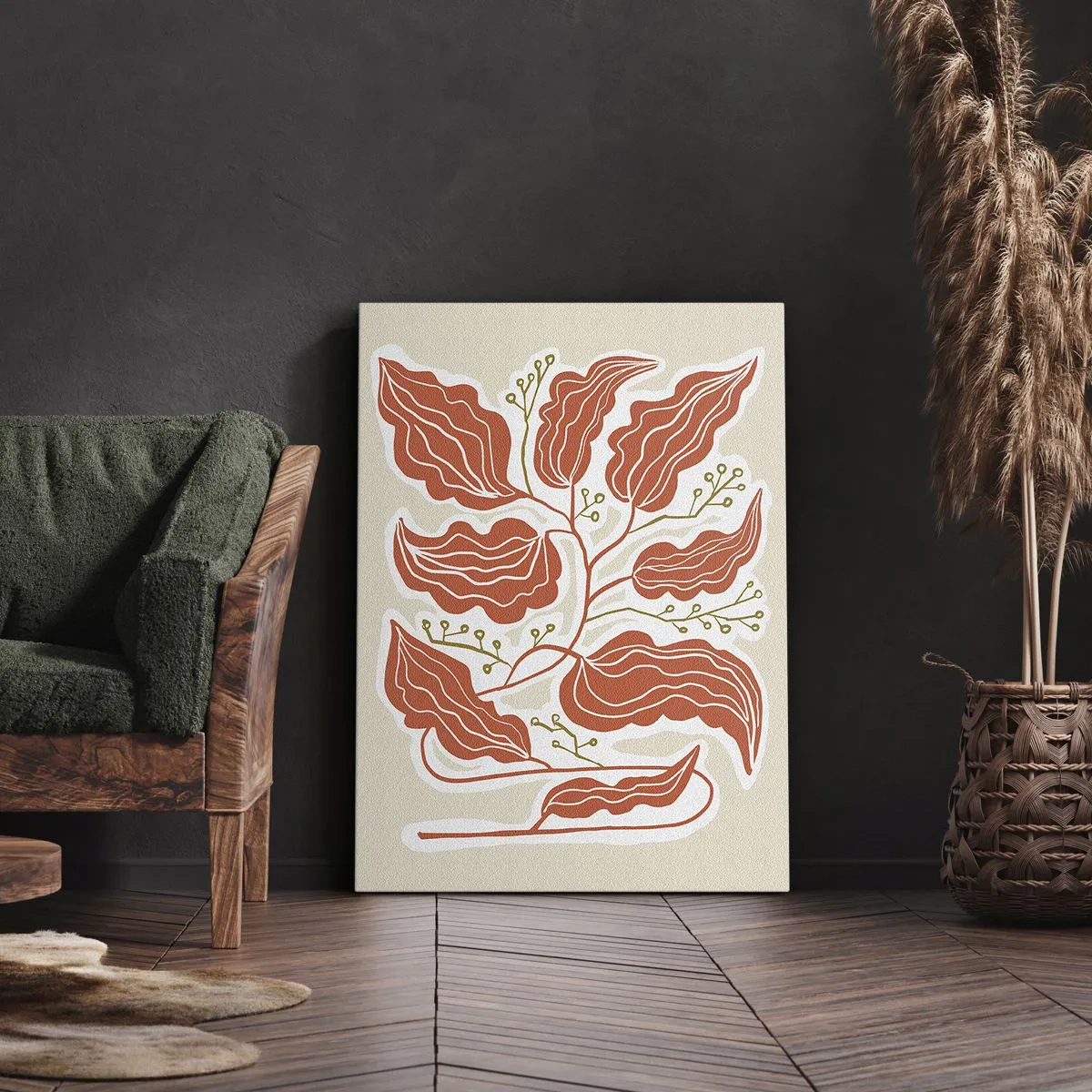 Tablou pe pânză - Folk și coral - 45x80 cm