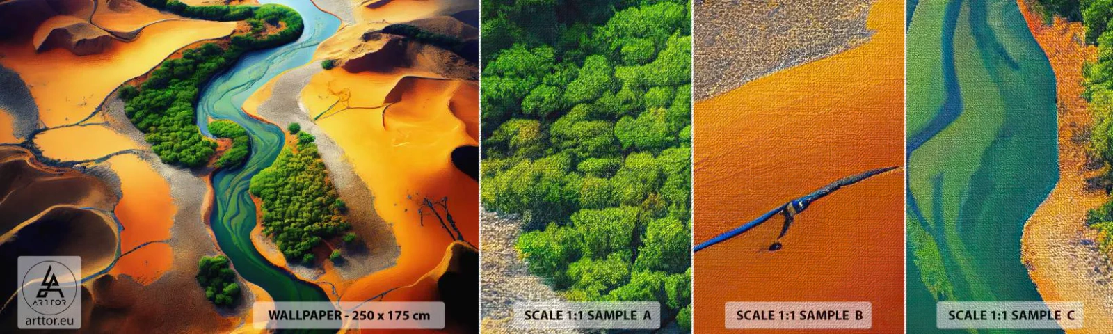 Mostră tapet Premium Canvas - Râul care dă viață - Peisaj, Natură, Râu - 100x30 cm