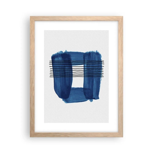 Poster în ramă de stejar deschis - Compoziție albastru-negru - 30x40 cm