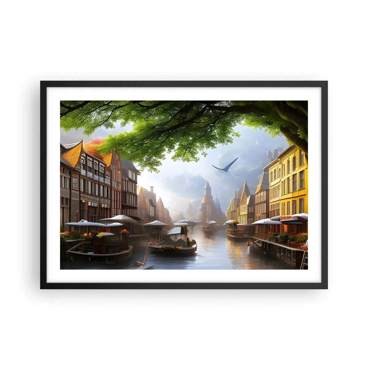 Poster în ramă neagră - Peisaj urban olandez  - 70x50 cm