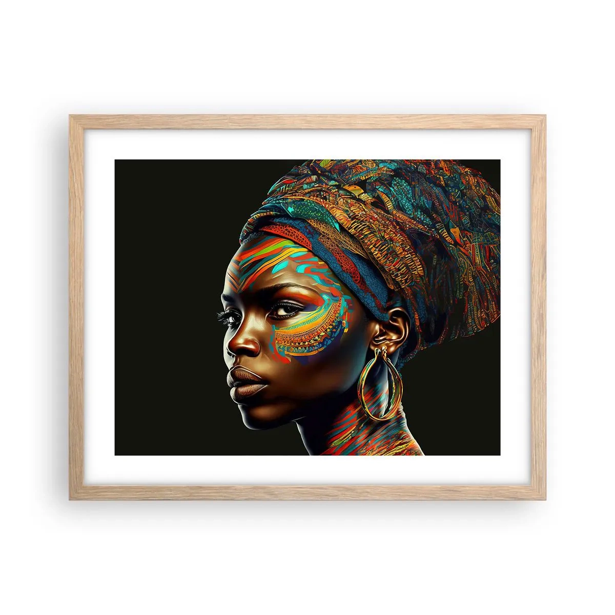 Poster în ramă de stejar deschis - Regina africană - 50x40 cm